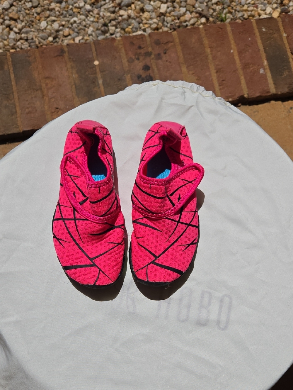 Bright Pink Athletic Water Slip-On Shoes With Velcro Closure